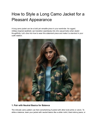 How to Style a Long Camo Jacket for a Pleasant Appearance