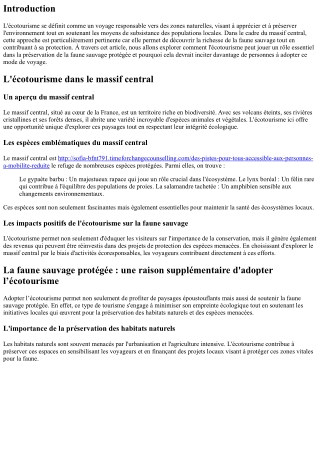 La faune sauvage protégée : une raison supplémentaire d'adopter l’écotourisme