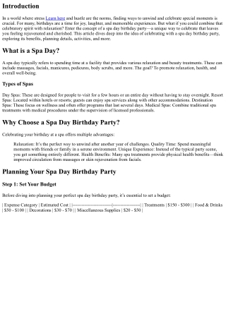 Celebrate with a Spa Day Birthday Party: A Unique Celebration Idea