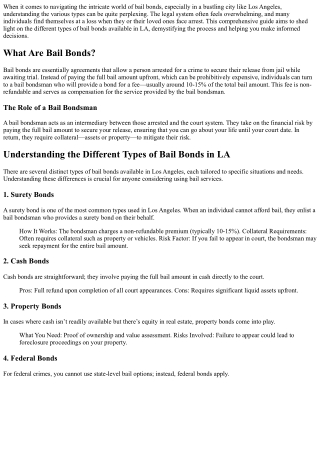 Understanding the Different Types of Bail Bonds in LA