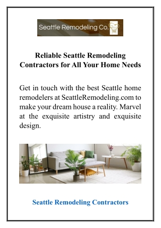 Reliable Seattle Remodeling Contractors for All Your Home Needs