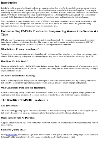EMSella Treatments: Empowering Women One Session at a Time
