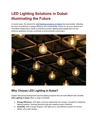LED Lighting Solutions in Dubai: Illuminating the Future