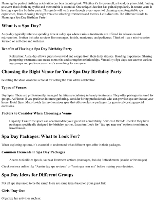 **The Ultimate Guide to Planning a Spa Day Birthday Party**