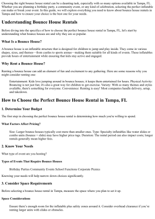 How to Choose the Perfect Bounce House Rental in Tampa, FL