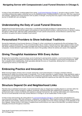 Browsing Despair with Compassionate Resident Funeral Directors in Chicago IL