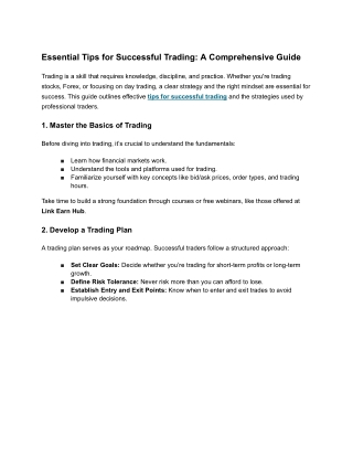 Essential Tips for Successful Trading_ A Comprehensive Guide