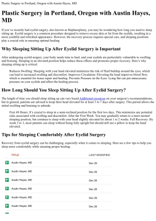Plastic Surgery in Portland Oregon with Austin Hayes MD