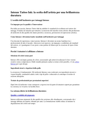Inchiostro per tatuaggi Intenze