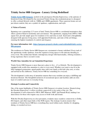 Trinity Sector 88B Gurgaon - Luxury Living Redefined