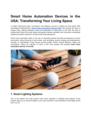 Smart Home Automation Devices in the USA_ Transforming Your Living Space