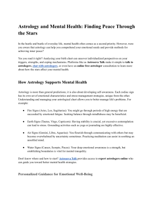 Astrology and Mental Health- Finding Peace Through the Stars