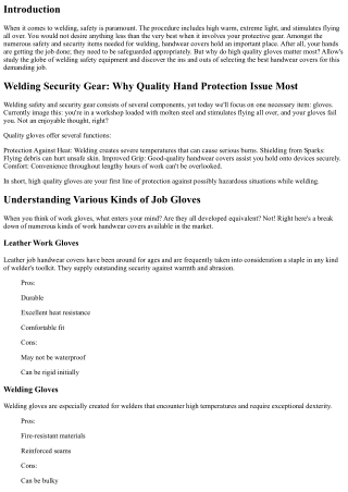 Welding Safety And Security Gear: Why Top Quality Rubber Gloves Issue The Majori