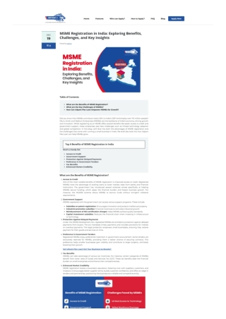 MSME Registration in India: Exploring Benefits, Challenges, and Key Insights