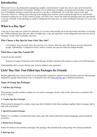 Girls' Day Out: Fun-Filled Spa Packages for Friends