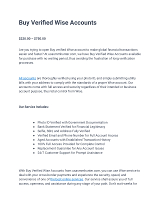 Buy Verified Wise Accounts