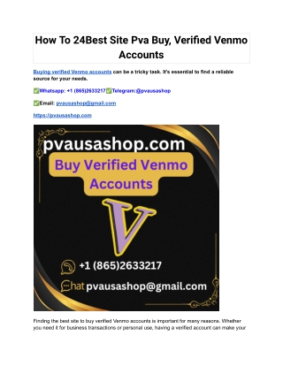 How To 24Best Site Pva Buy, Verified Venmo Accounts