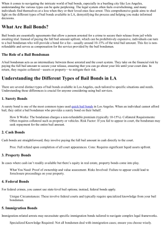 Understanding the Different Types of Bail Bonds in LA