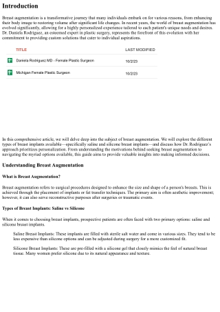 Personalizing Your Breast Augmentation: Daniela Rodriguez MD Discusses Custom So