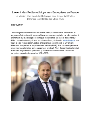 L'Avenir des Petites et Moyennes Entreprises en France