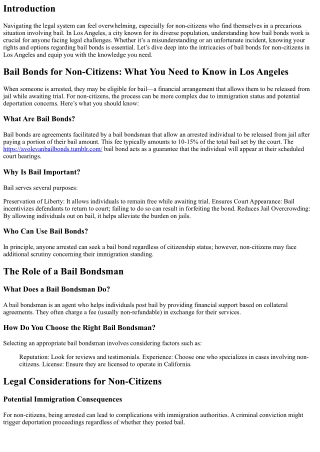 Bail Bonds for Non-Citizens: What You Need to Know in Los Angeles