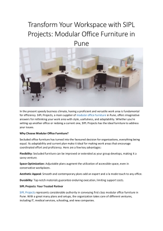Keyword: Modular office furniture  siplprojects provides Modular office furnitur