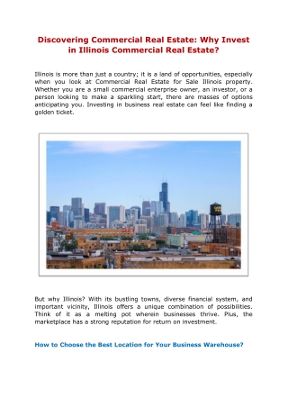 Discovering Commercial Real Estate Why Invest in Illinois Commercial Real Estate