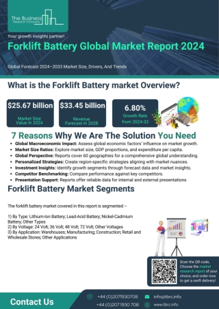 Forklift Battery Market Report 2024 - Forklift Battery Market Overview And Resea