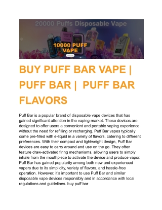 BUY PUFF BAR VAPE