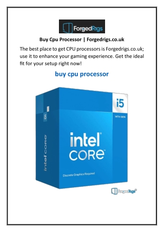 Buy Cpu Processor | Forgedrigs.co.uk