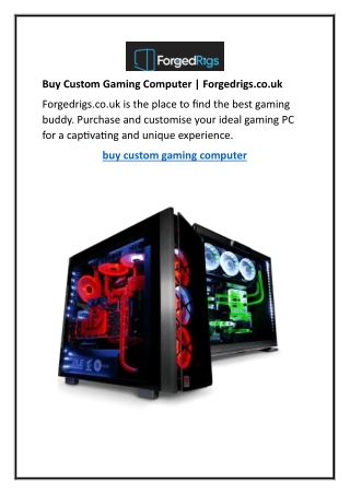 Buy Custom Gaming Computer | Forgedrigs.co.uk