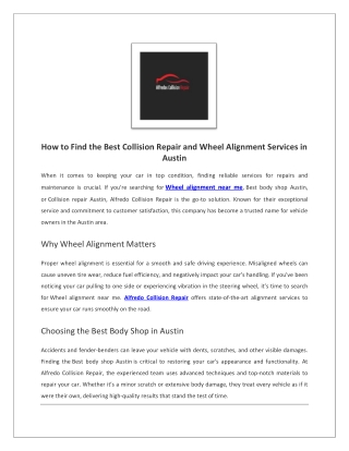 Best Body Shop Austin | Alfredo Collision Repair