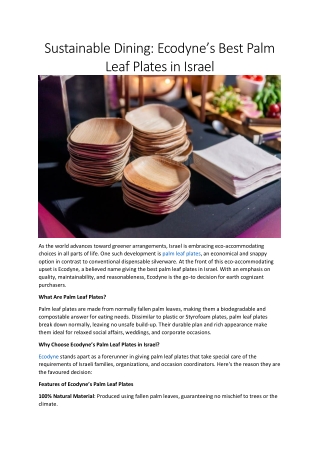 Eco-Friendly Disposable Plates by Ecodyne in Germany