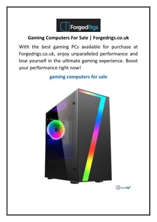 Gaming Computers For Sale | Forgedrigs.co.uk