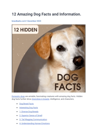 12 Amazing Dog Facts and Information