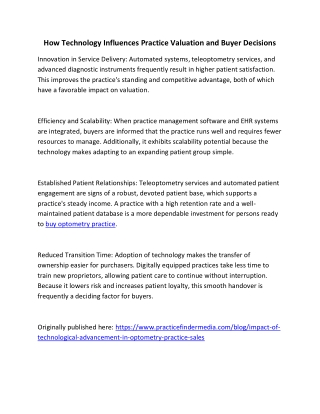 How Technology Influences Practice Valuation and Buyer Decisions