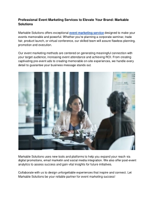 Professional Event Marketing Services to Elevate Your Brand_ Markable Solutions