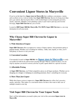 Convenient Liquor Stores in Marysville