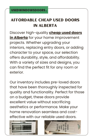 Affordable Cheap Used Doors in Alberta – Used Windows Doors