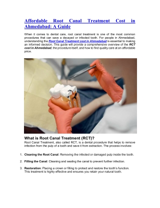 Affordable Root Canal Treatment Cost in Ahmedabad