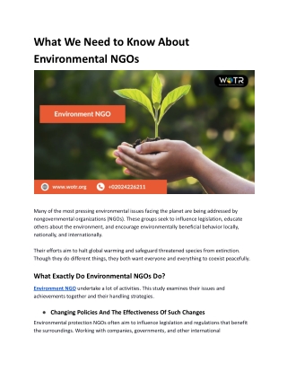 What We Need to Know About Environmental NGOs