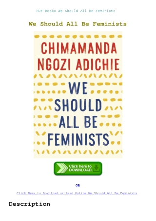 PDF Books We Should All Be Feminists