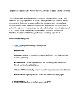 Experience Sound Like Never Before