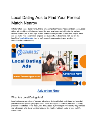 Local Dating Ads to Find Your Perfect Match Nearby