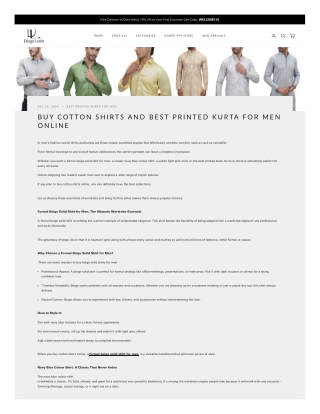 Buy Cotton Shirts and Best Printed Kurta for Men Online