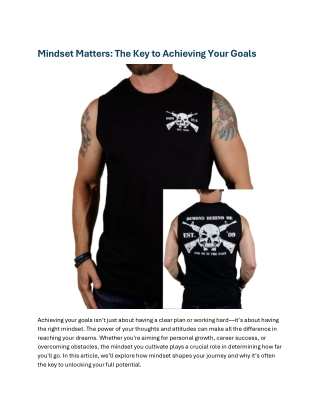 Mindset Matters The Key to Achieving Your Goals