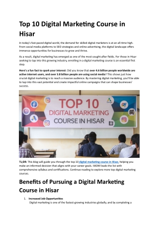 Digital Marketing Course in Hisar