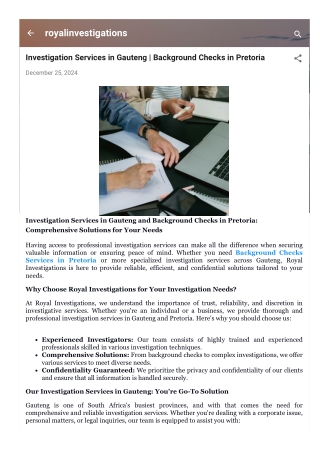 Investigation Services in Gauteng | Background Checks in Pretoria