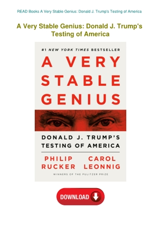 READ Books A Very Stable Genius Donald J. Trump's Testing of America