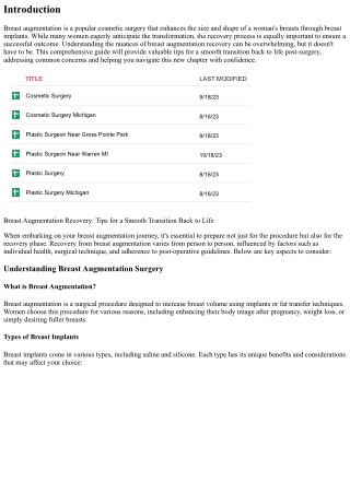 Breast Augmentation Recovery: Tips for a Smooth Transition Back to Life